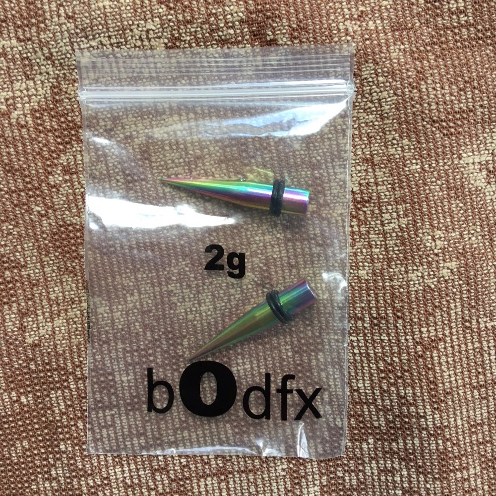 Rainbow Metallic Tapers Titanium 2 Gauge